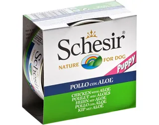 Comida húmida para cachorro Schesir lata com frango e aloé 150 g