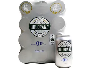 Cerveja sem álcool Holbrand lata 12 x 0,33 L
