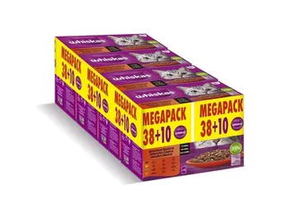 Comida húmida gato Whiskas carne 38 +10 unidades