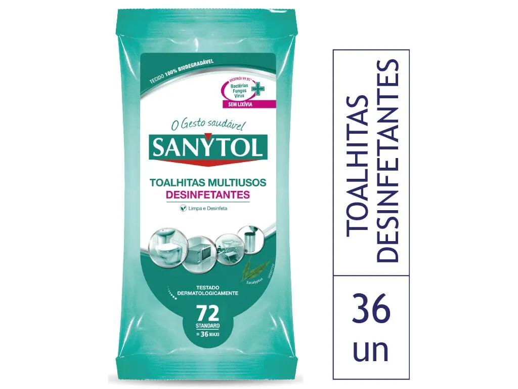 Toalhitas Sanytol desinfectante multisuperfícies 36un