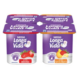 Iogurte aroma Morango e Tutti Frutti sem Lactose Longa Vida
