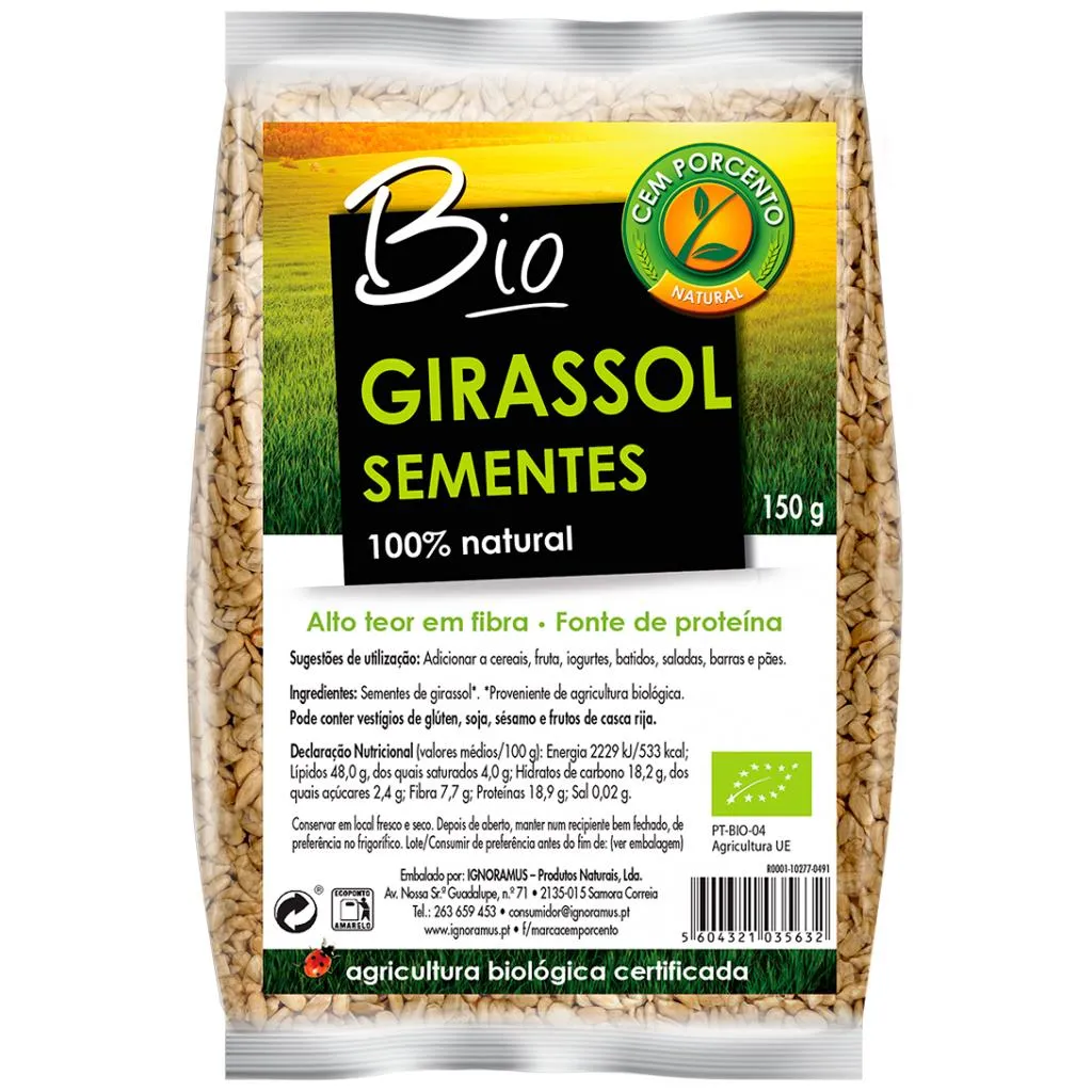Sementes girassol bio, embalagem de 150g