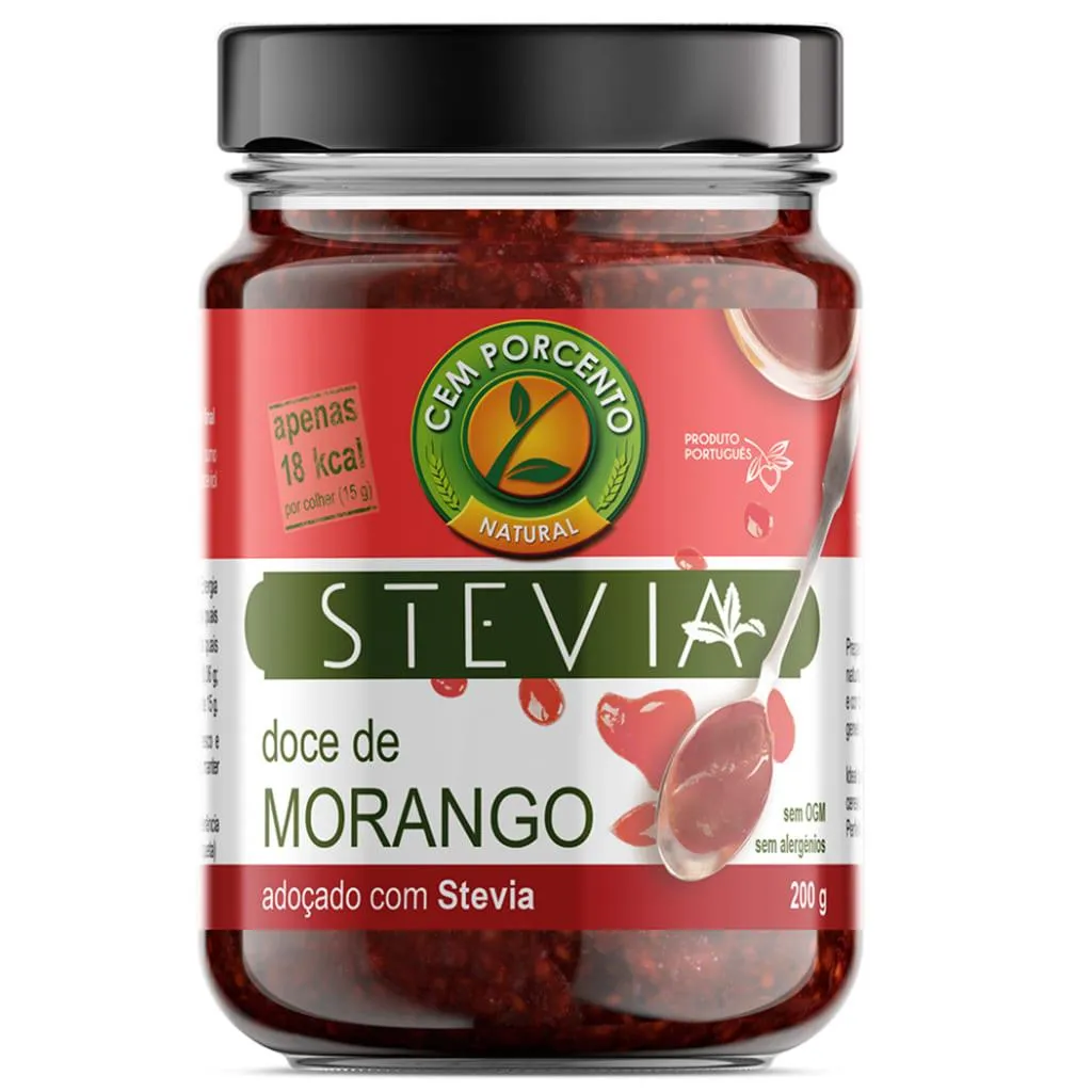 Doce de morango com stevia, embalagem de 200g