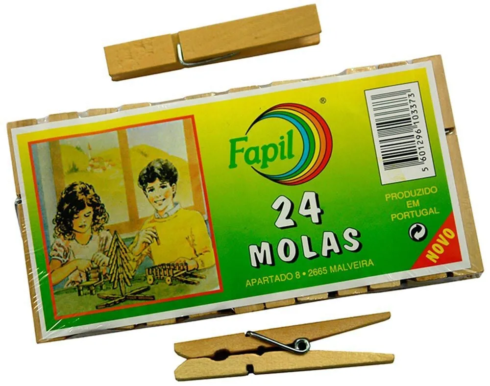 Molas para roupa Fapil em madeira pack 24 unidades