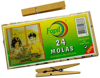 Molas para roupa Fapil em madeira pack 24 unidades