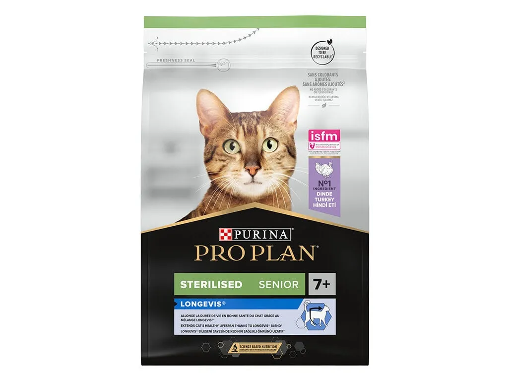 Ração para gato PRO PLAN esterilizado +7 com peru 3 kg