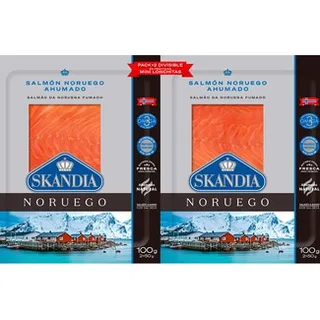 Salmão Fumado Norueguês Pack 2 x 50 g embalagem 100 g - Skandia