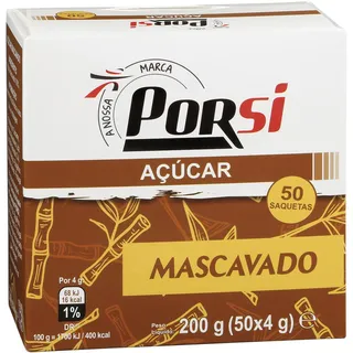 Açúcar Mascavado Saquetas 50 X 4g PorSi