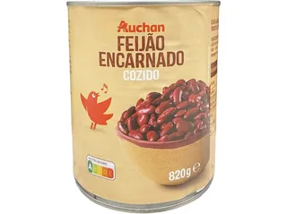 Feijão encarnado Auchan cozido 820(520)g