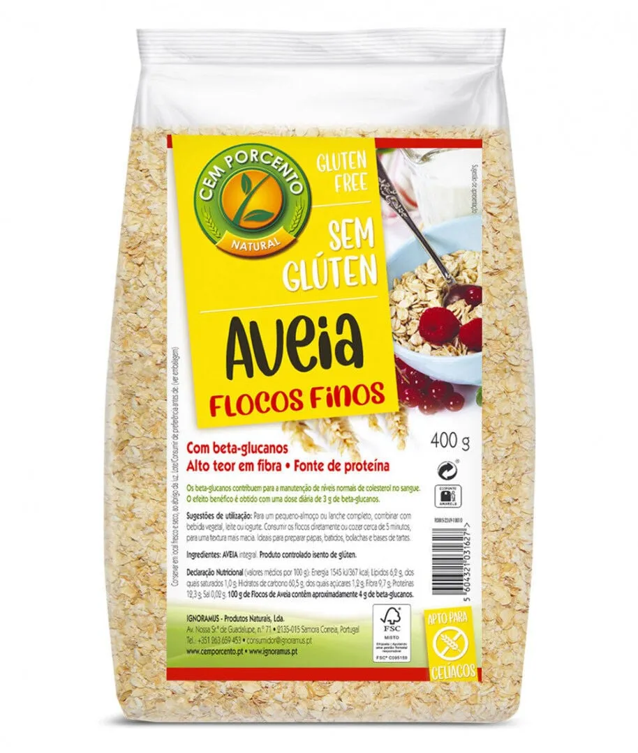 Flocos de Aveia Finos sem Glúten