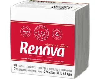 Guardanapos folha dupla tipo b Renova branco 22 x 22cm pack 90 unidades