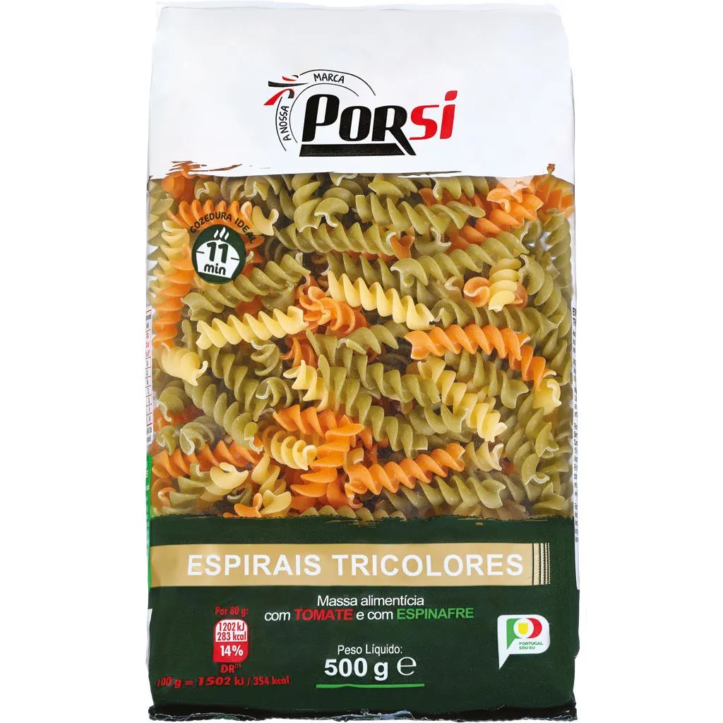 Massa Espirais Tricolores 500g