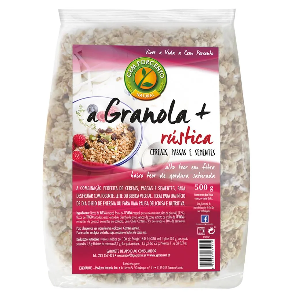 Granola + rústica, embalagem de 500g