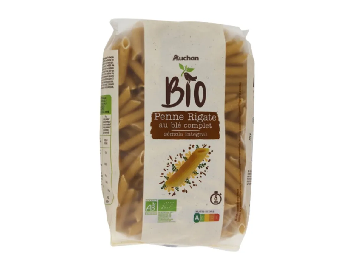 Massa penne rigate Auchan BIO integral 500 g