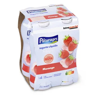 Iogurte Líquido Magro Morango 4x160g Páturages
