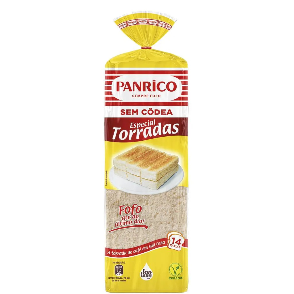 Pão de forma sem côdea especial torradas