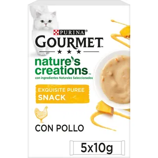 Snack gatos Gourmet Nature's Creation puree frango 5x10 g