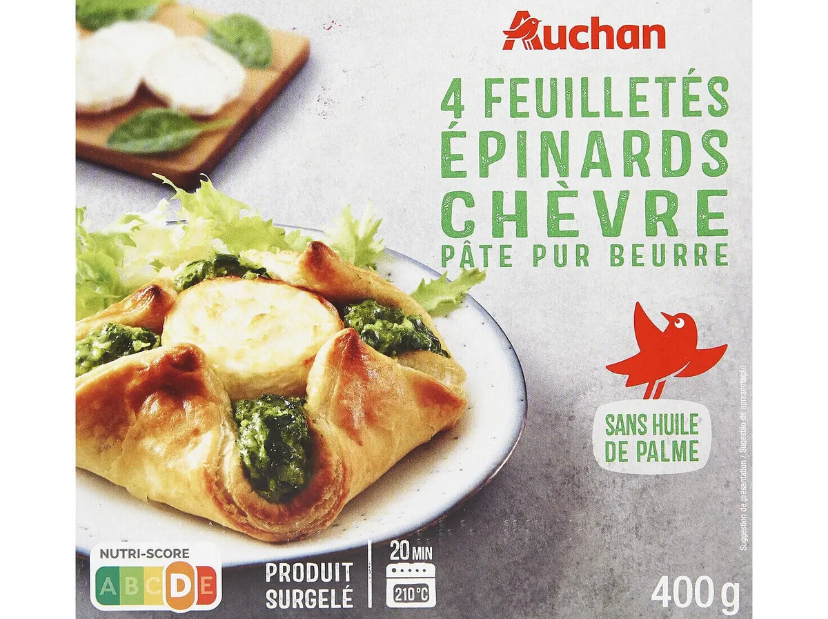 Folhado Auchan de espinafres e queijo cabra 4un 400 g