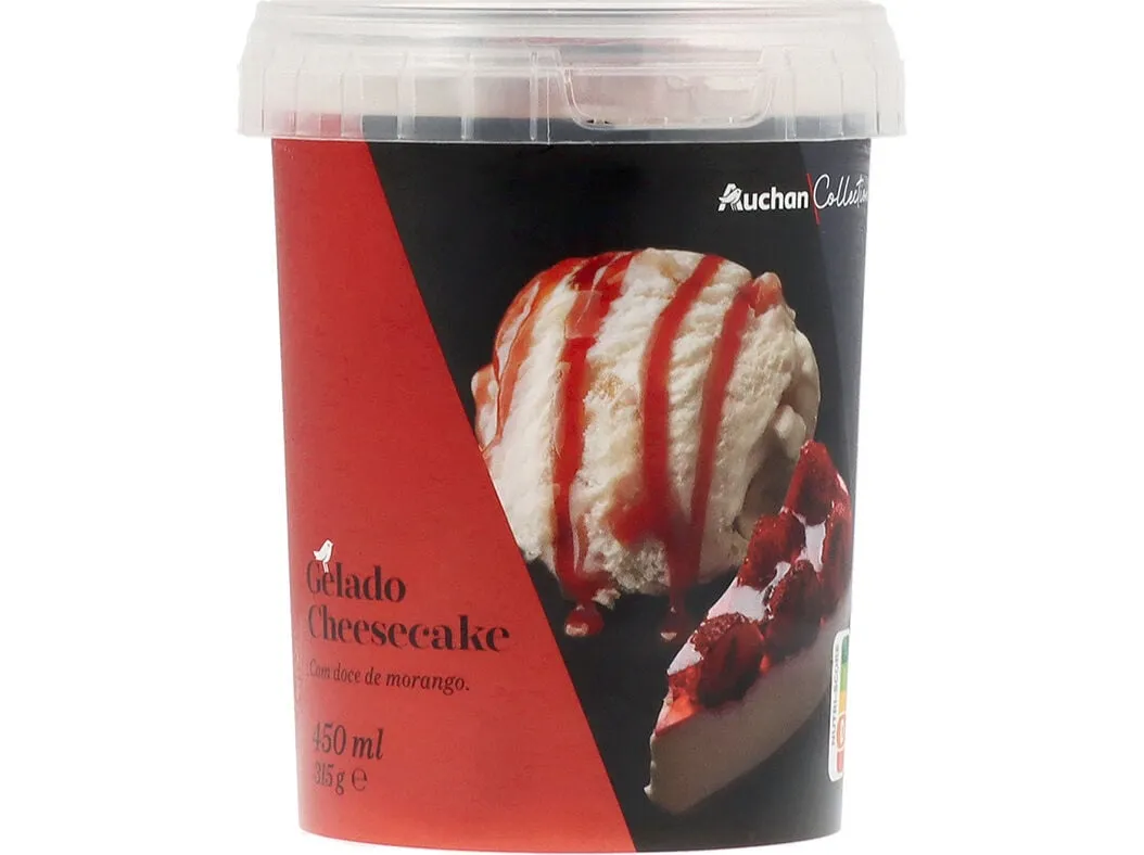 Gelado Auchan Collection cheesecake morango 450 ml